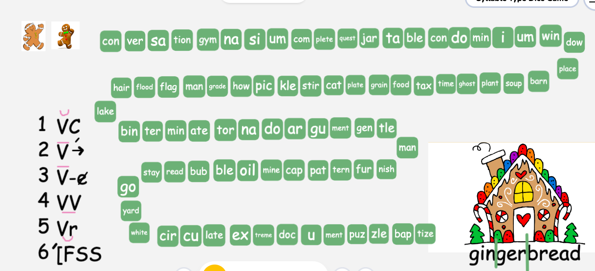 Syllable Type Dice Game