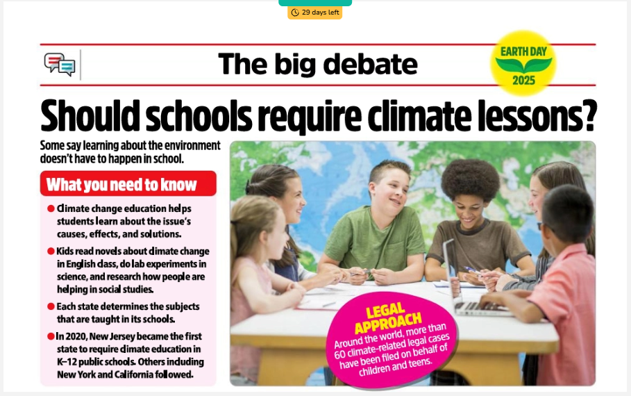 Climate Change Lessons Debate