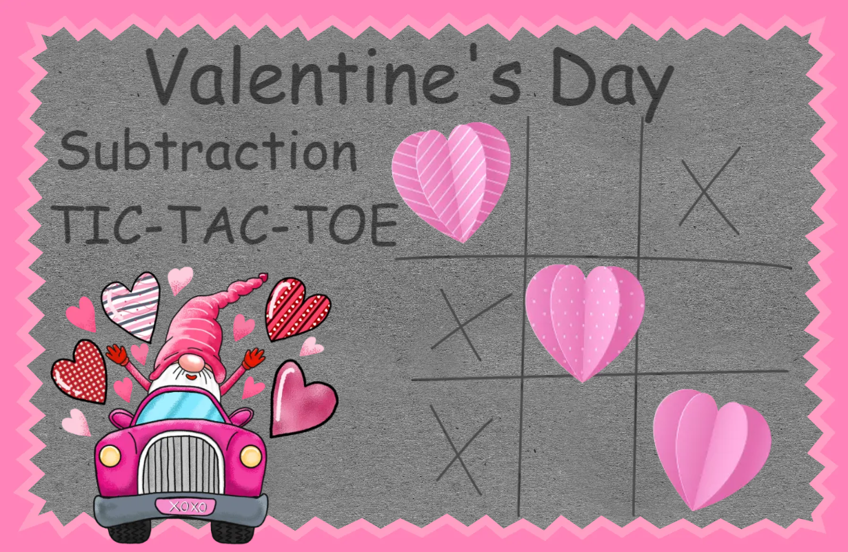 Valentine's Day Subtraction Tic-Tac-Toe