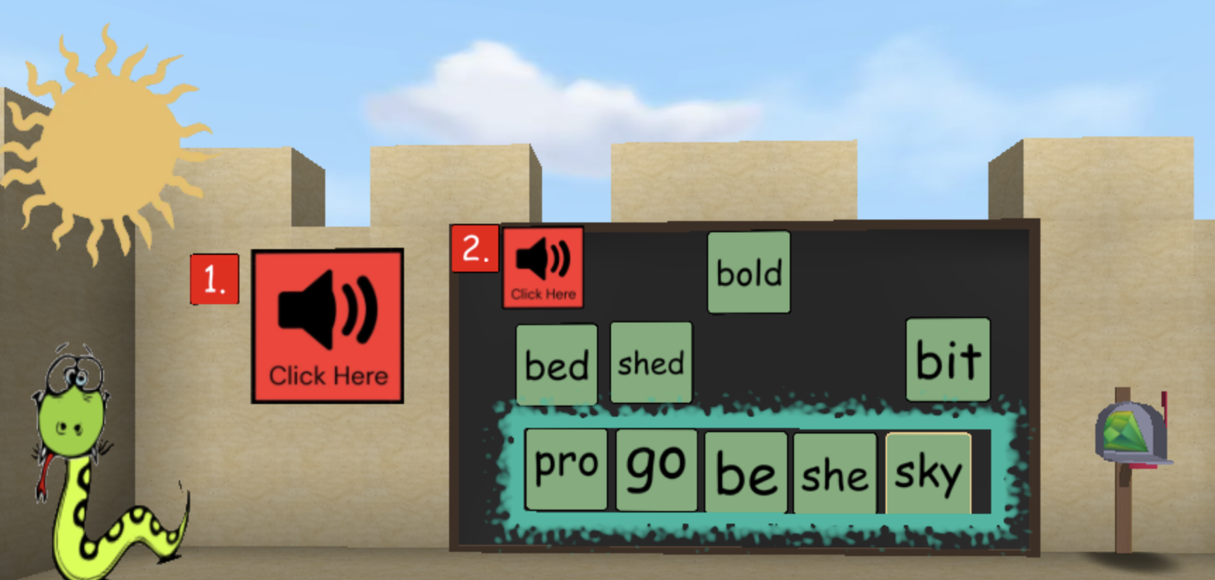 Desert Escape: practice skills from Level 4, lessons 1-3 in Barton