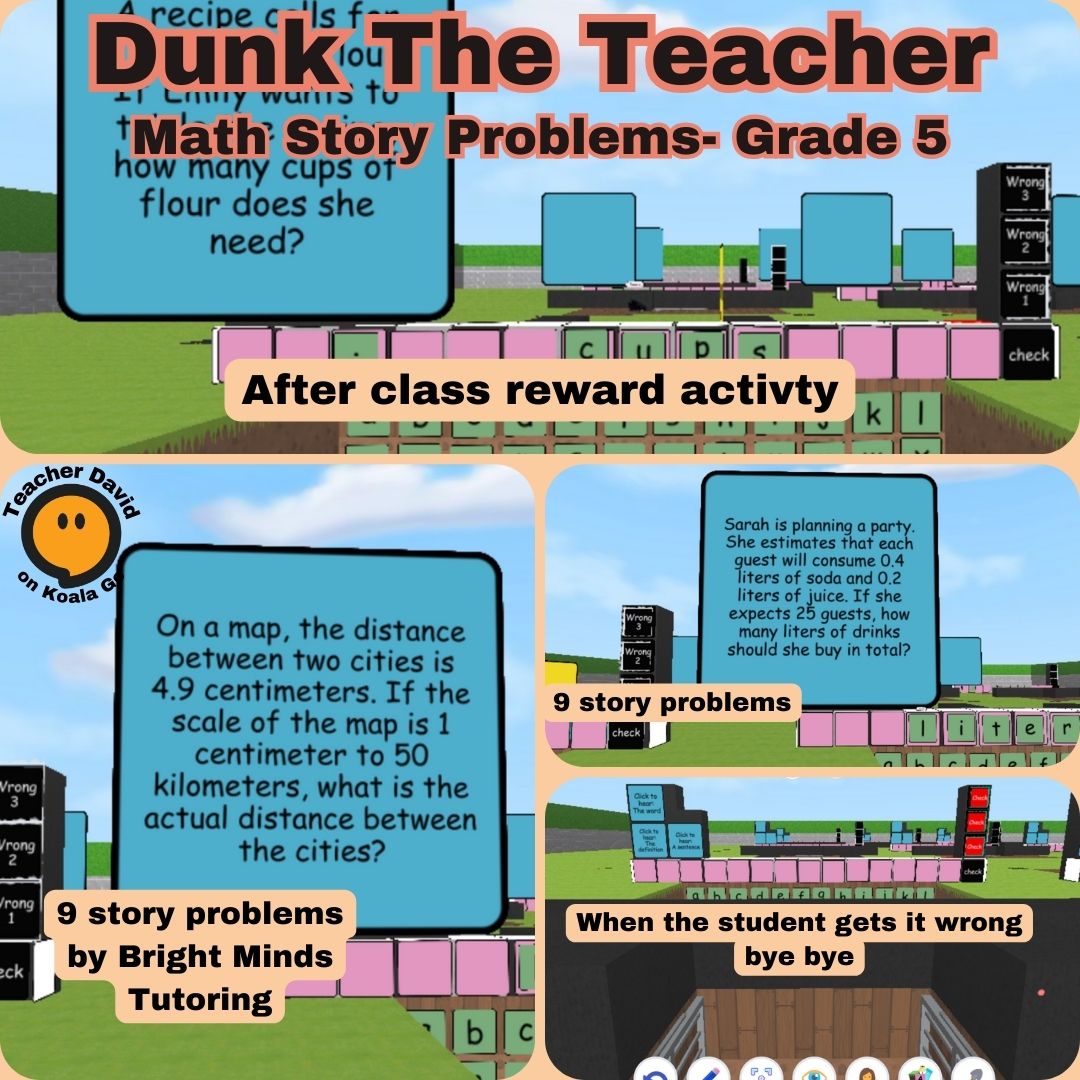 Dunk The Teacher Math Story Problems-grade 5