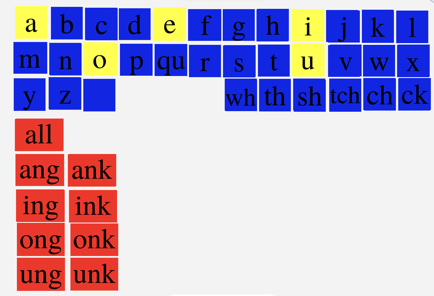 Letter Tiles (including beginning welded sounds)
